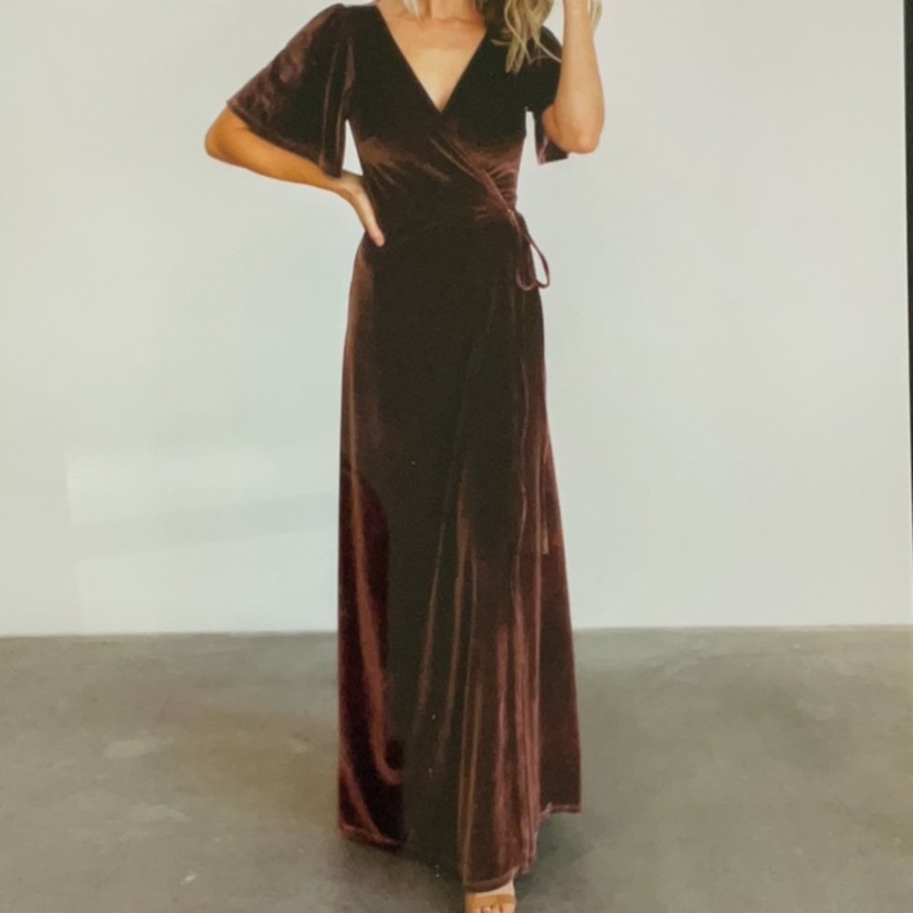 Baltic Born Meghan Velvet Wrap Maxi Dress Dusty Plum XXL Feminine Classy Office